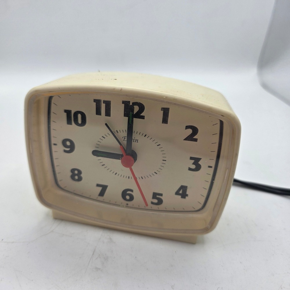 Vintage Advance Model 2049 Electric Analog Alarm Clock Ivory Cream Tested Works